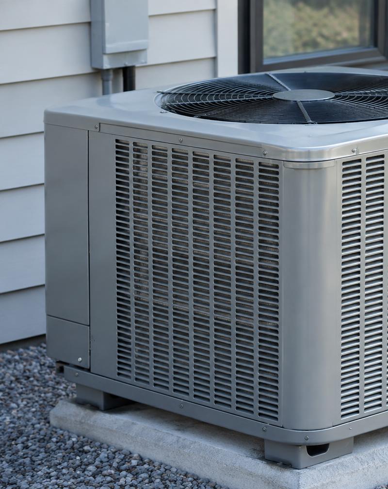 High-efficiency HVAC condenser unit installed beside a home